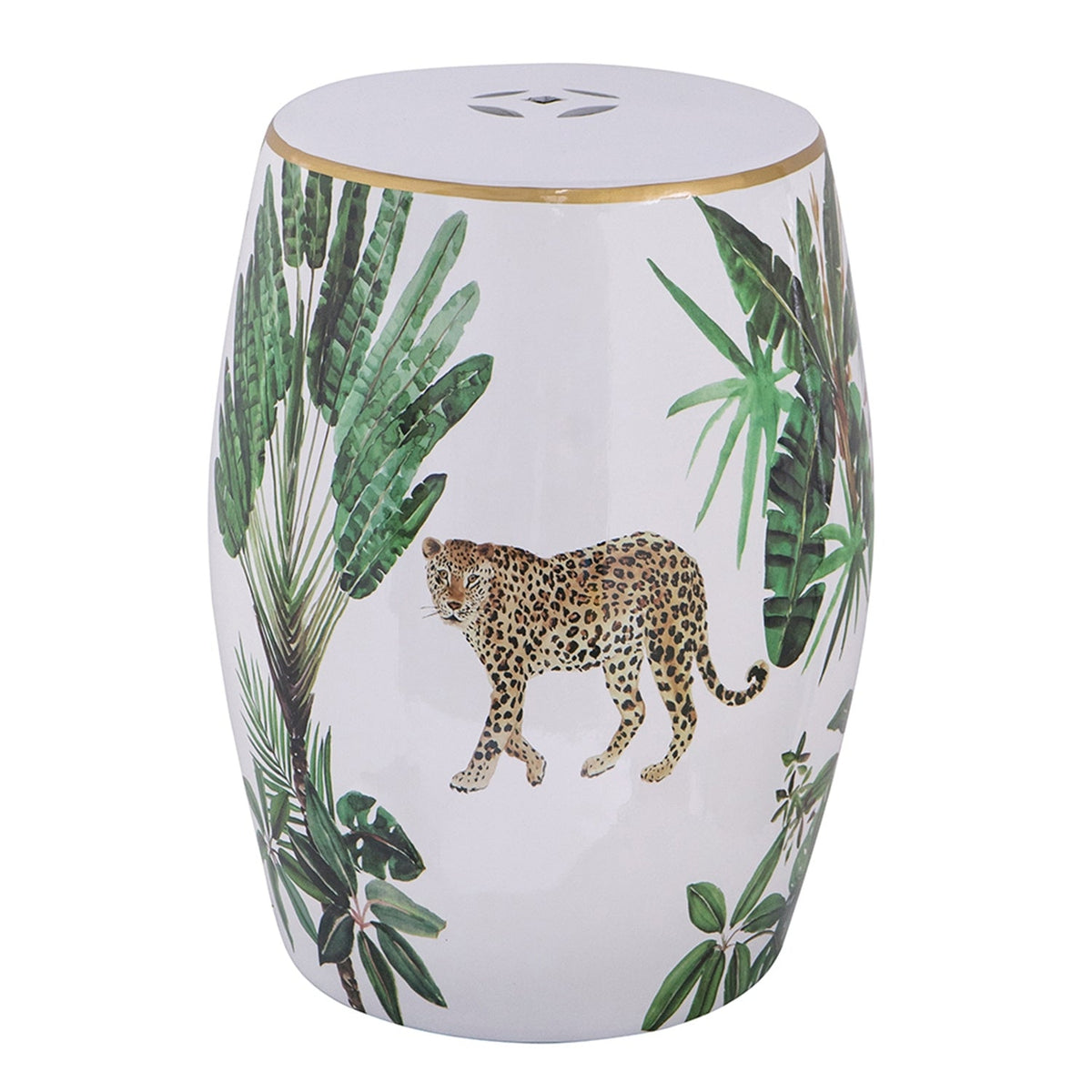 13x13x18 Ceramics Garden Stool Jungle-Themed Accent Side Table, photo 5 of 18