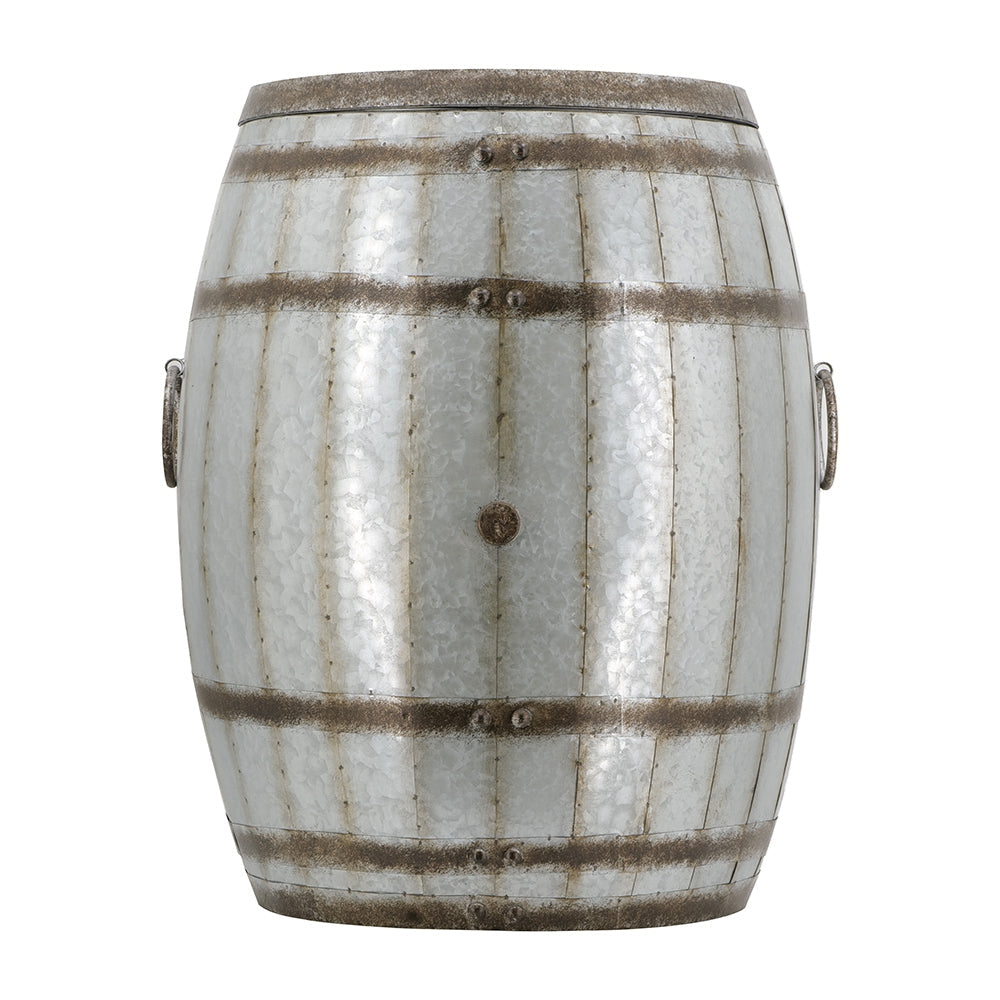 Galvanized Drum Side Table with Removable Lid - Gray, photo 2 of 10
