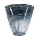 9.3x4.7x9.3' Smokey Black Glass Vase with Gold Rim