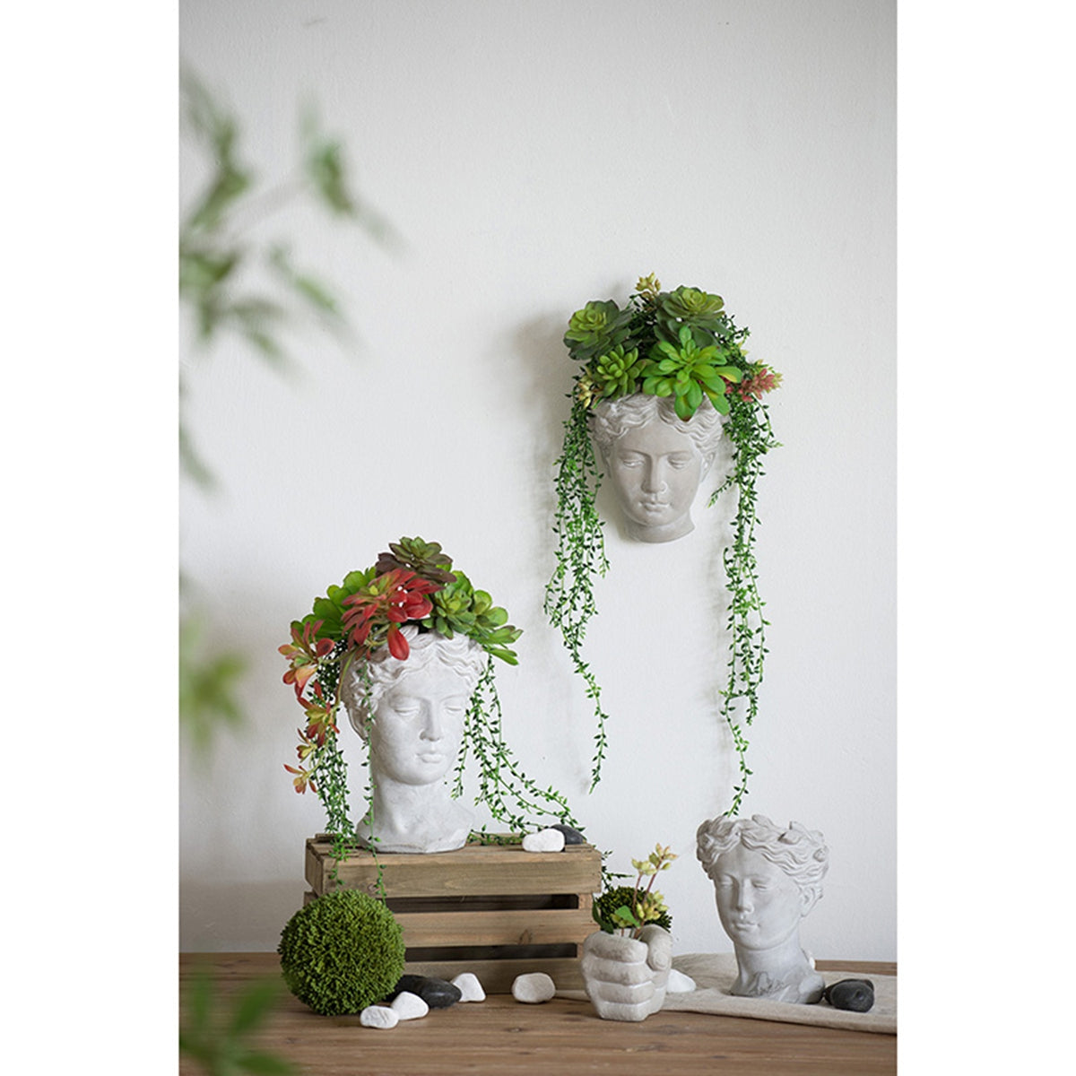 Visage Cement Wall Planter Vase - Small, photo 8 of 10
