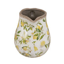 7.9x6.5x7.9' White Ceramic Pitcher Vase with Yellow Lemon Motif