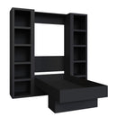 Easy-Lift Twin Murphy Wall Bed in Black with Two Bookshelves