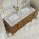 James Martin Laurent 60" Dual Mount Double Bathroom Vanity, Honey Oak