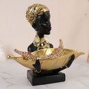Exotic black african woman resin storage figurine living room decor by Decorbites