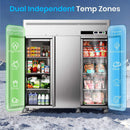 Extra-Large 72-Inch 54 Cu.Ft Commercial 3-Door Upright Reach-In Freezer Refrigerator Combo With Wheels (SAK68325)