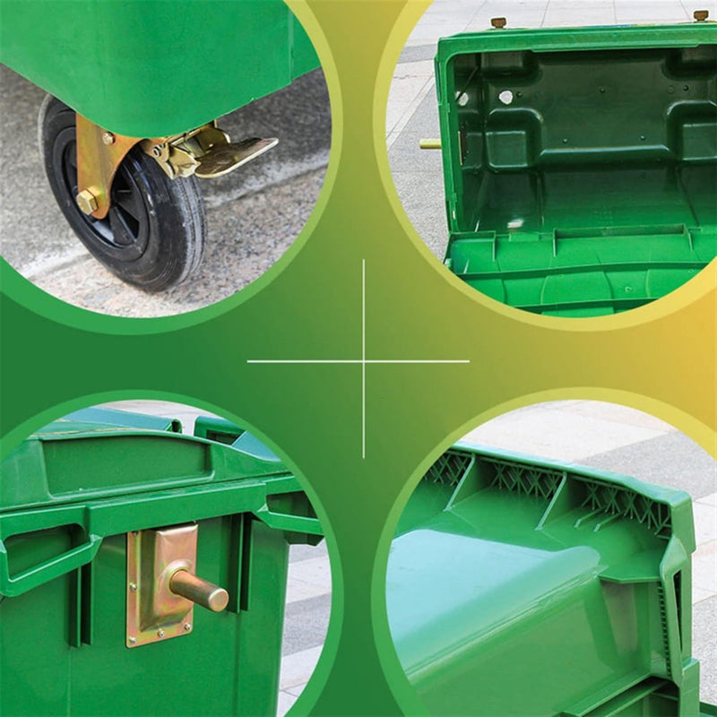 Extra Large Heavy-Duty Outdoor Commercial Trash Bin With Wheels And Handles, 660L (SAK43182)