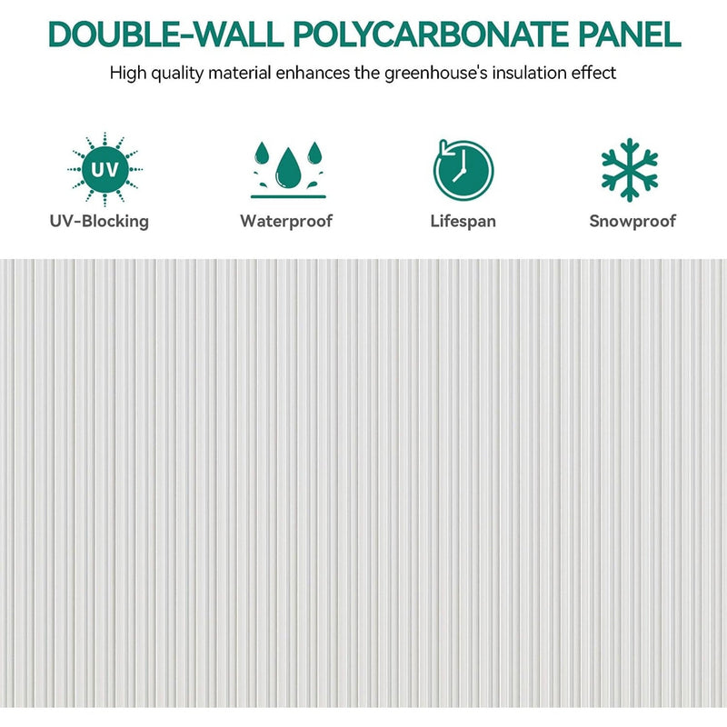 [10X12FT] Extra Large Heavy-Duty Polycarbonate Aluminum Greenhouse With Sliding Doors And Vents (SAK74183)