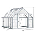 [10X12FT] Extra Large Heavy-Duty Polycarbonate Aluminum Greenhouse With Sliding Doors And Vents (SAK74183)