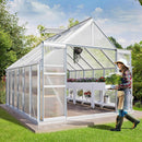 [10X12FT] Extra Large Heavy-Duty Polycarbonate Aluminum Greenhouse With Sliding Doors And Vents (SAK74183)