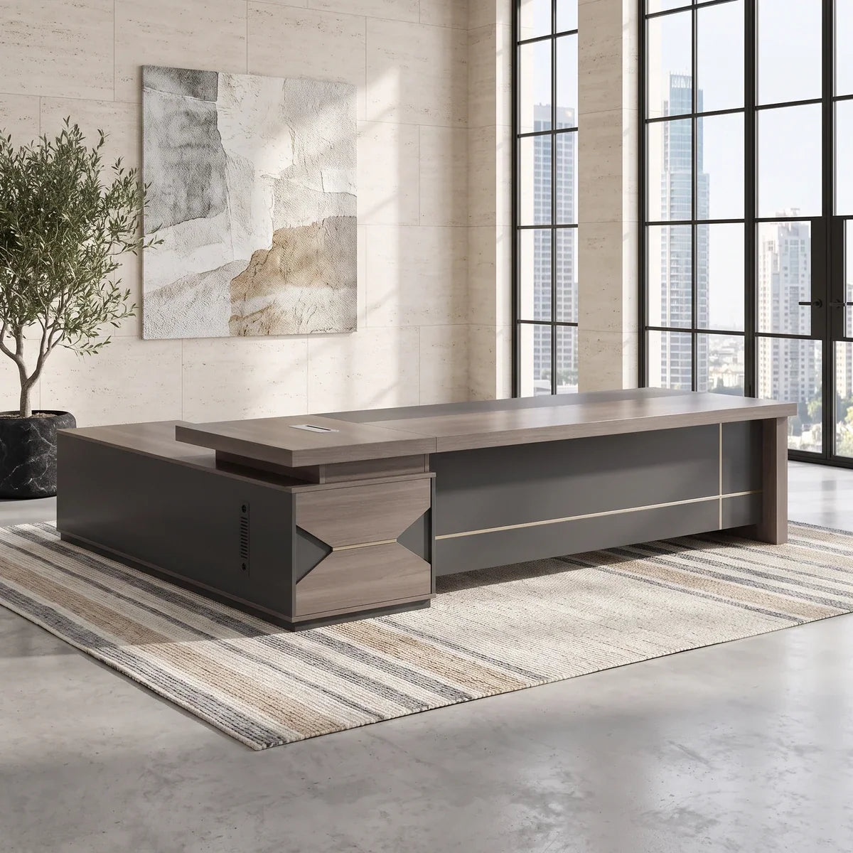 Eyer · Modern L-Shaped Executive Desk, installed in a room