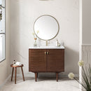 James Martin Amberly 36" Dual Mount Single Bathroom Vanity, Mid-Century Walnut