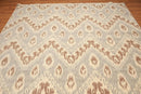 8' x 10' Modern Hand Knotted Ikat Wool Full Pile Oriental Area Rug Ivory