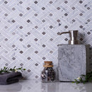 White 11x11 Polished Basketweave Marble Mosaic Tile (5 pack, 4.47 sq ft/case) - Sample