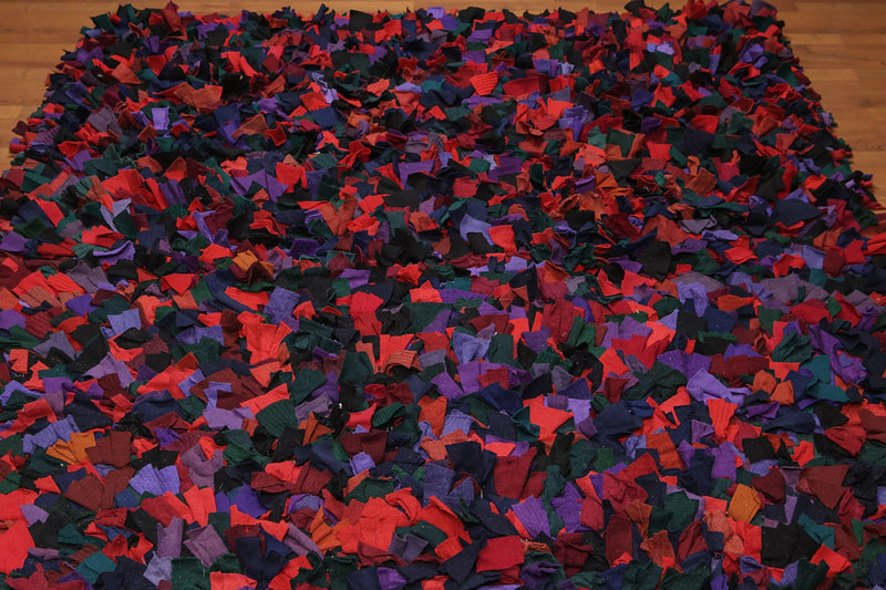 6x9 Black Burgundy Handmade 100% Wool Boho Modern Oriental Area Rug