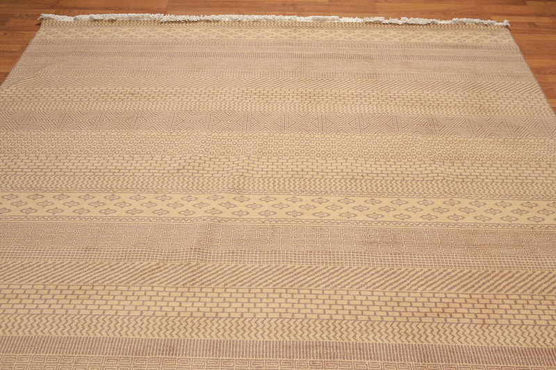 8' x 10' Hand Knotted Contemporary 100% Wool Pile Area Rug Tan