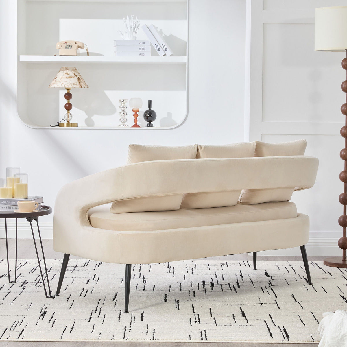 Open Back Loveseat Settee With 3 Pillows, photo 27 of 28