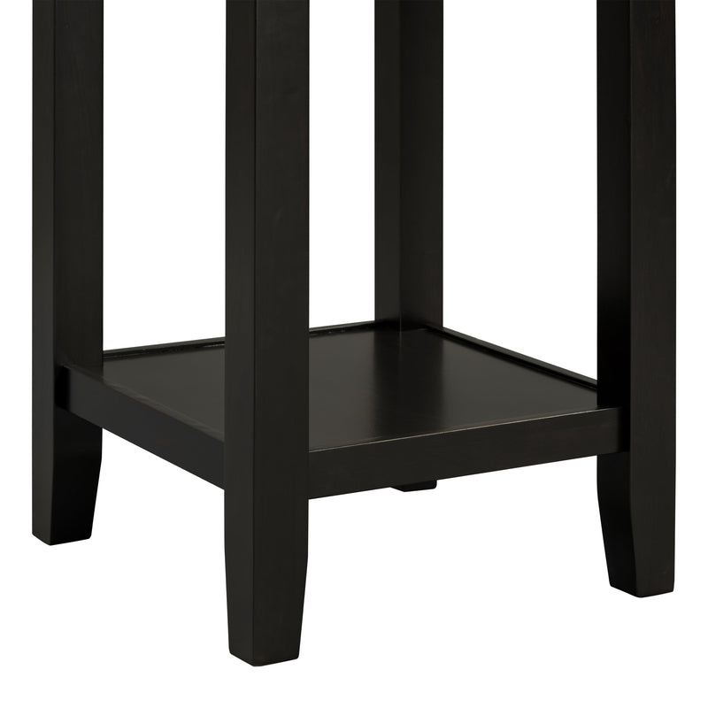 5-piece Counter Height Dining Round Table Set with One Faux Marble Top Dining Table and Four PU-leather Chairs,Dark Espresso