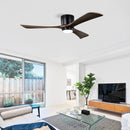 52" Flush Mount Solid Wood Blades Ceiling Fan with Lights Remote Control by HouseOfZazla