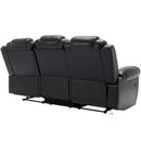 Home Theater Seating Manual Recliner Chair With Center Console And Led Light Strip For Living Room by HouseOfZazla