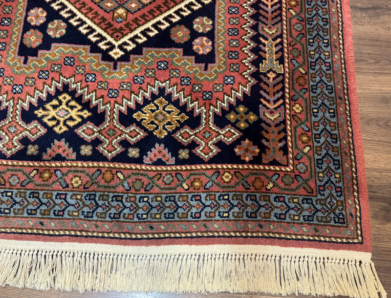 5x7 Persian Tribal Design Rug, Wool, Geometric Medallions, Vintage, Power Loomed