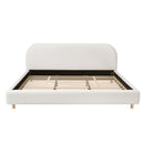 California King Size Upholstered Bed with Boucle Fabric and Curved Headboard by HouseOfZazla