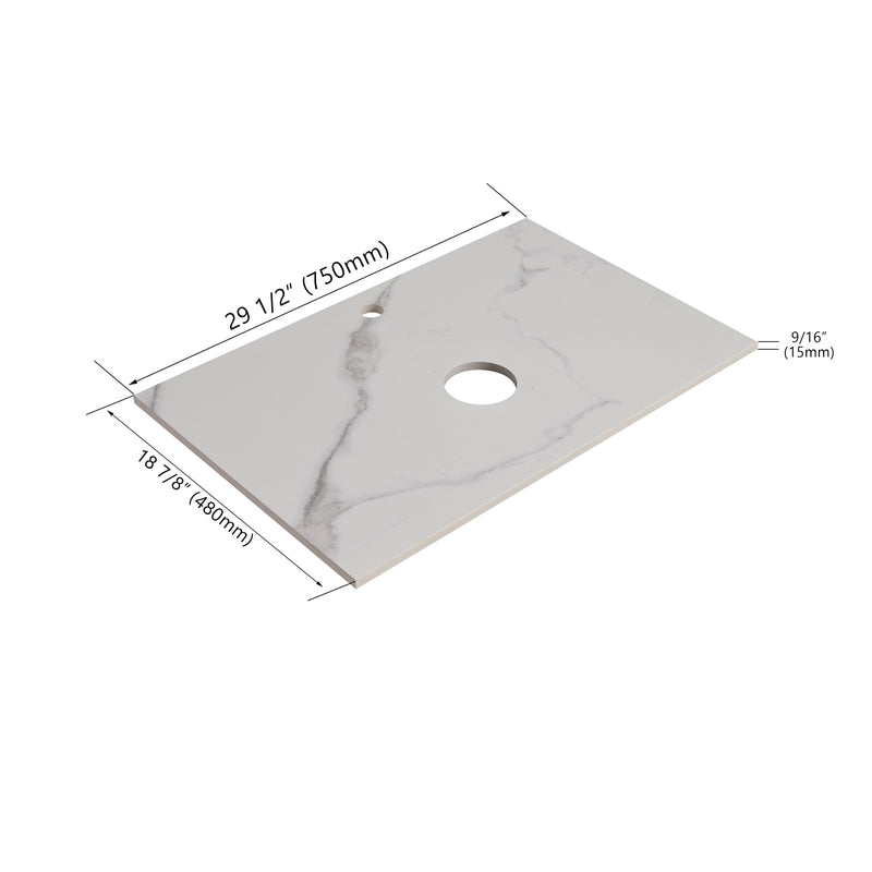 30" Modern Design Float Bathroom Vanity With Ceramic Basin Set, Wall Mounted White Oak Vanity With Soft Close Door, KD-PackingD-Packing Pieces