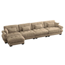 Modern Sectional Sofa With Ottoman, Round Bolster Armrests, Waist And Throw Pillows by HouseOfZazla