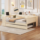 Upholstered Platform Bed With Storage Shelves, Desk, Charging Station And Trundle by HouseOfZazla