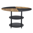Diameter - Modern Splicing Circular Dining Table Double Layer Storage - Wood / Black by HouseOfZazla