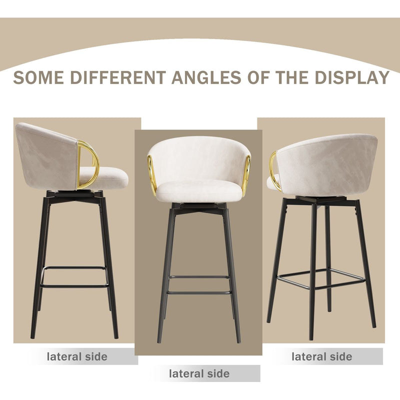 30 inch Dining Chairs Set of 4 Modern style 360°Swivel Bar Chairs with simple design, comfortable high stools, and flexible dining chairs suitable for bars, restaurants,Velvet Bar Chair Beige