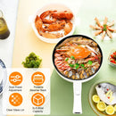 Electric Hot Pot Non-Stick Frying Pan Portable Rapid Noodles Cooker with Long Handle Steamer Spatula Dual Power Control Overheat Dry-Boil Protection f