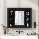 Wall-Mounted Bathroom Storage Cabinet With Mirror, 6 Open Shelves - Black by Unique Piece Furniture