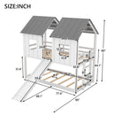 Twin Over Twin House Bunk Bed With Slide And Windows - White / Gray by HouseOfZazla