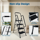 4 Step Folding Steel Ladder with Anti-Slip Pedals and Handrail by HouseOfZazla