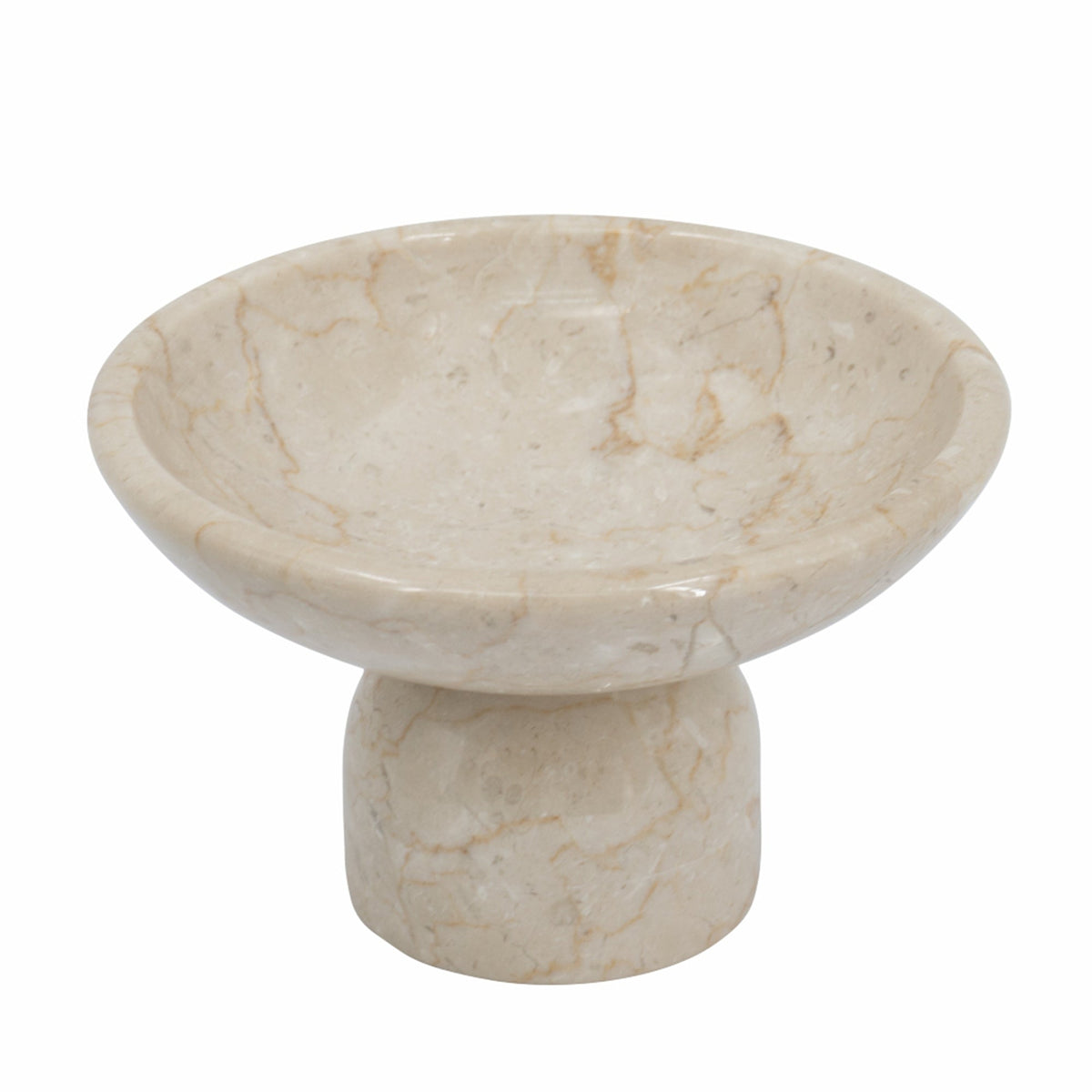 7x7x4" Round Marble Pedestal Fruit Bowl, photo 2 of 10