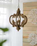 Farmhouse Chandelier, 6 Light Wood Chandelier Pendant Light Fixture With Adjustable Chain For Dining Room Living Room Entryway, Bulb Not Included by Unique Piece Furniture