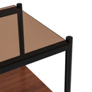 Modern Rectangle End Table (Set of 2) With Tempered Glass Tabletop And Layer - Brown by HouseOfZazla