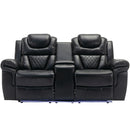 3 Pieces Recliner Sofa Sets Home Theater Seating Manual Recliner Chair With Center Console And LED Light Strip For Living Room by HouseOfZazla