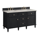 James Martin Lorelai 60" Double Bathroom Vanity, Black Onyx