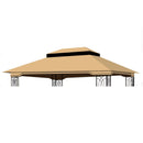 13x10 Ft Patio Double Roof Gazebo Replacement Canopy Top Fabric, Khaki