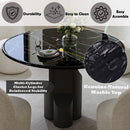 Kinton - Round Dining Table With Natural Marble Top - Black by Unique Piece Furniture