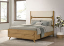Bennett 62-inch Queen Upholstered Panel Bed Cream and Light Oak