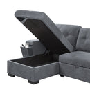 Toby - Woven Fabric Reversible Sleeper Sectional Sofa With Storage Chaise Cup Holder Charging Ports And Pockets by HouseOfZazla