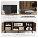 55" TV Cabinet With Vertical Groove Doors, Adjustable Shelves - Walnut by HouseOfZazla