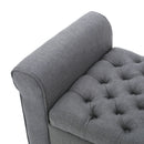 Hayes Contemporary Armed Storage Bench with Rolled Arms and Button Tufting by HouseOfZazla