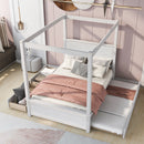 Canopy Platform Bed With Drawers, Support Slats, No Box Spring Needed by HouseOfZazla
