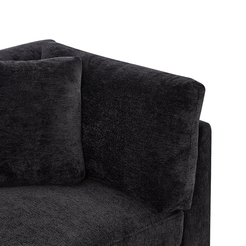83.50" Modern Flared Arms Sofa (Black), photo 10 of 10