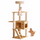 Multi-Level Wood Cat Tree Tower with Hammock & Scratching Posts