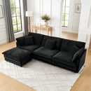 L-Shaped Sectional Sofa With Ottoman, Convertible 4 Seater Couch by Unique Piece Furniture