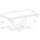 Allessandra - Rectangular U-Shaped Base Dining Table - White / Silver